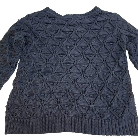 Tommy Hilfiger Women's Sweater Size Large Navy Blue Rounded Neck Preppy Knit - Picture 11 of 12